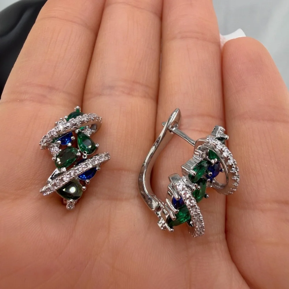 Anthropologie Crystal Swirl Drop Earrings | Elegant Evening Look - Picture 10 of 13